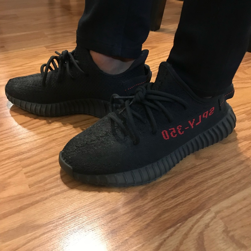 Adidas Yeezy 350 V2 black red sneakers men’s 8.5